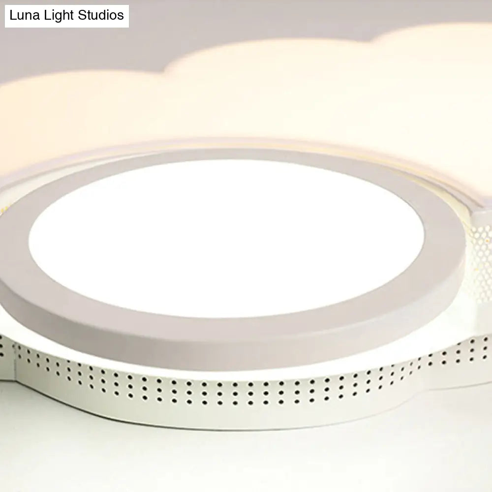 Modern White Flush Mount Led Ceiling Lamp For Baby Room Cloud Acrylic Metal Light Fixture