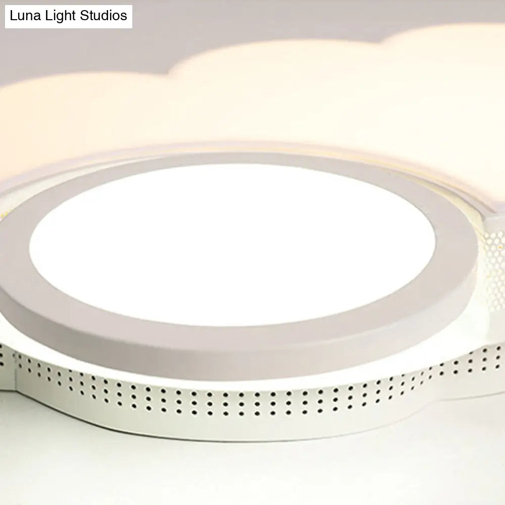 Modern White Flush Mount Led Ceiling Lamp For Baby Room – Cloud Acrylic Metal Light Fixture