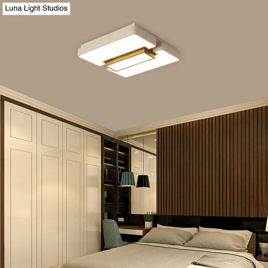 Modern White Flush Mount Led Ceiling Lamp For Warm/White Lighting In Living Room / 19.5