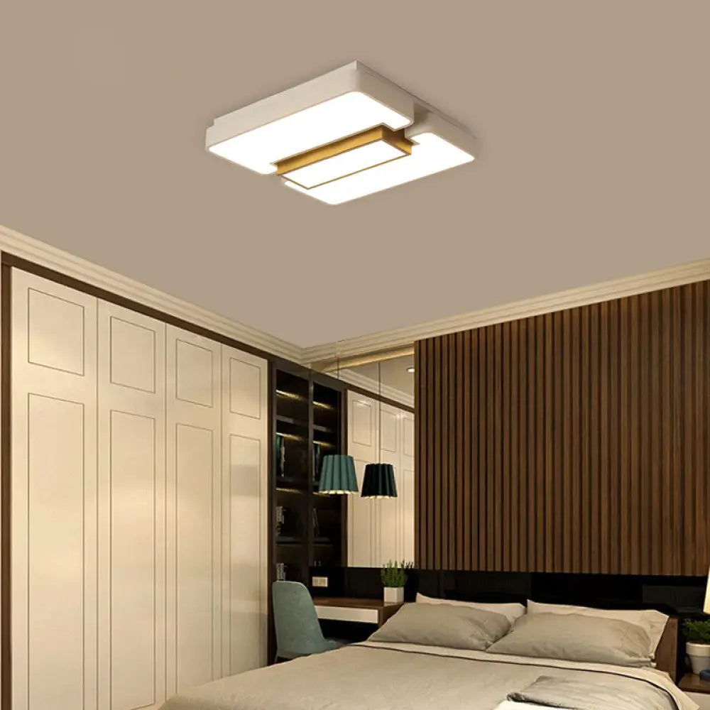 Modern White Flush Mount Led Ceiling Lamp For Warm/White Lighting In Living Room / 19.5’