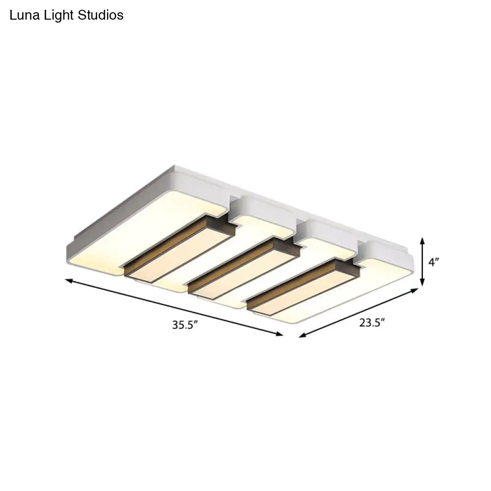 Modern White Flush Mount Led Ceiling Lamp For Warm/White Lighting In Living Room