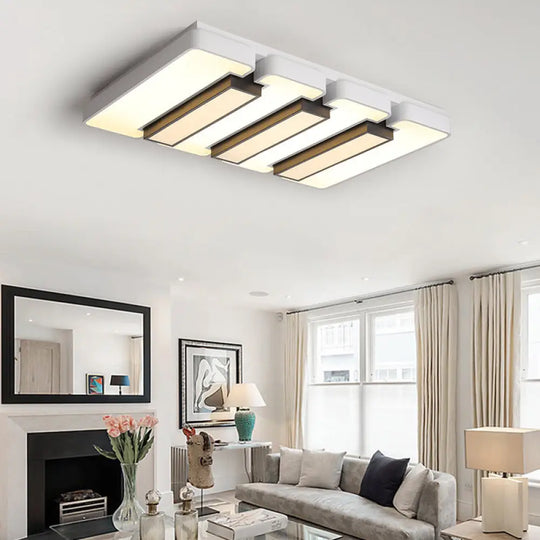 Modern White Flush Mount Led Ceiling Lamp For Warm/White Lighting In Living Room / 35.5’ Warm