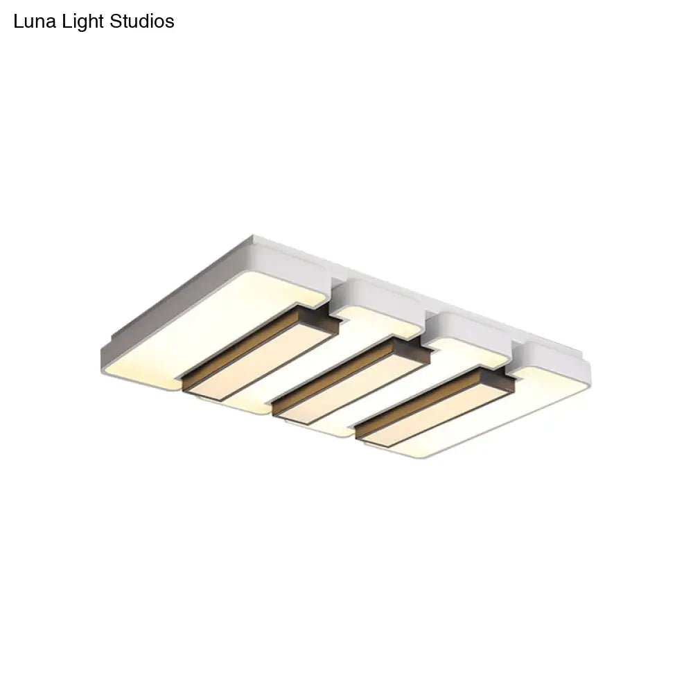 Modern White Flush Mount Led Ceiling Lamp For Warm/White Lighting In Living Room