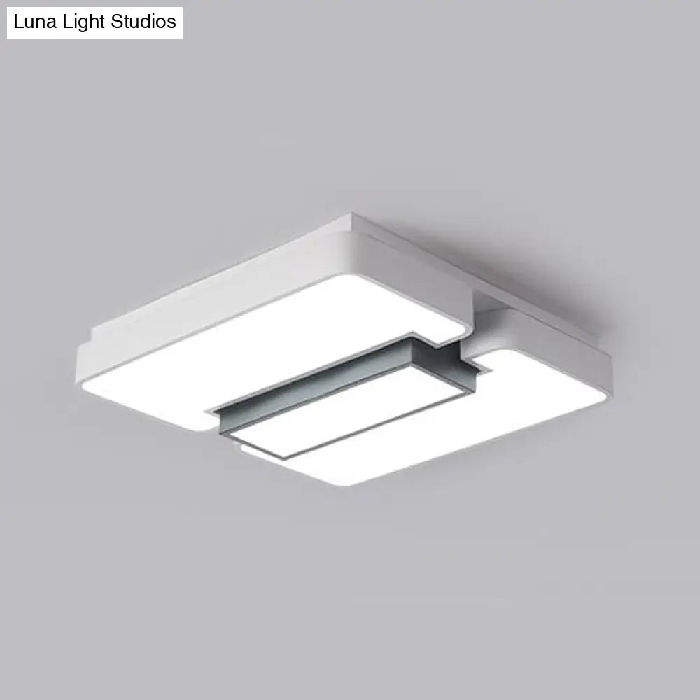 Modern White Flush Mount Led Ceiling Lamp For Warm/White Lighting In Living Room