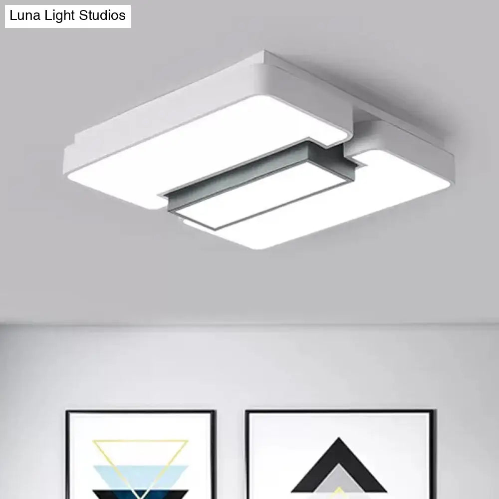 Modern White Flush Mount Led Ceiling Lamp For Warm/White Lighting In Living Room