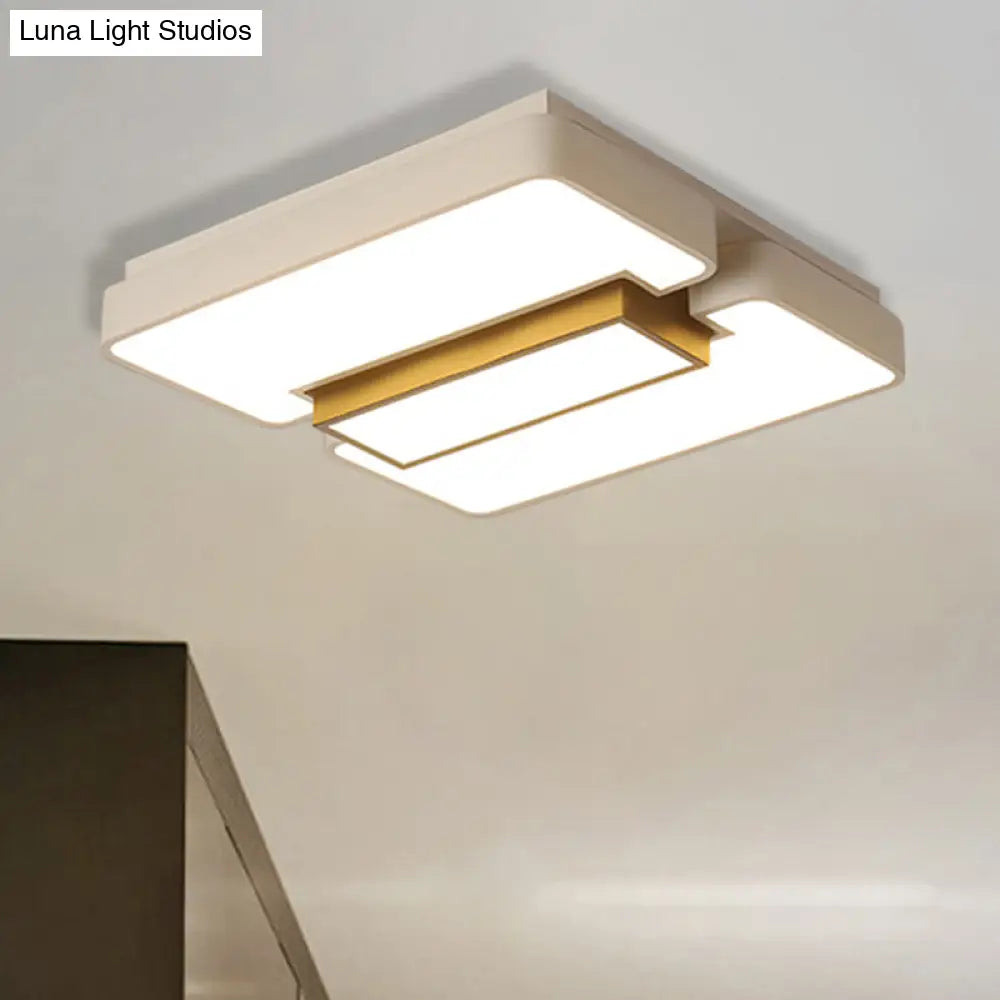 Modern White Flush Mount Led Ceiling Lamp For Warm/White Lighting In Living Room