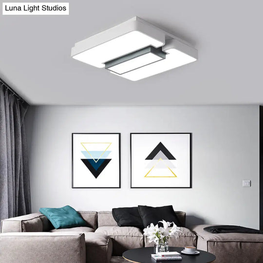 Modern White Flush Mount Led Ceiling Lamp For Warm/White Lighting In Living Room