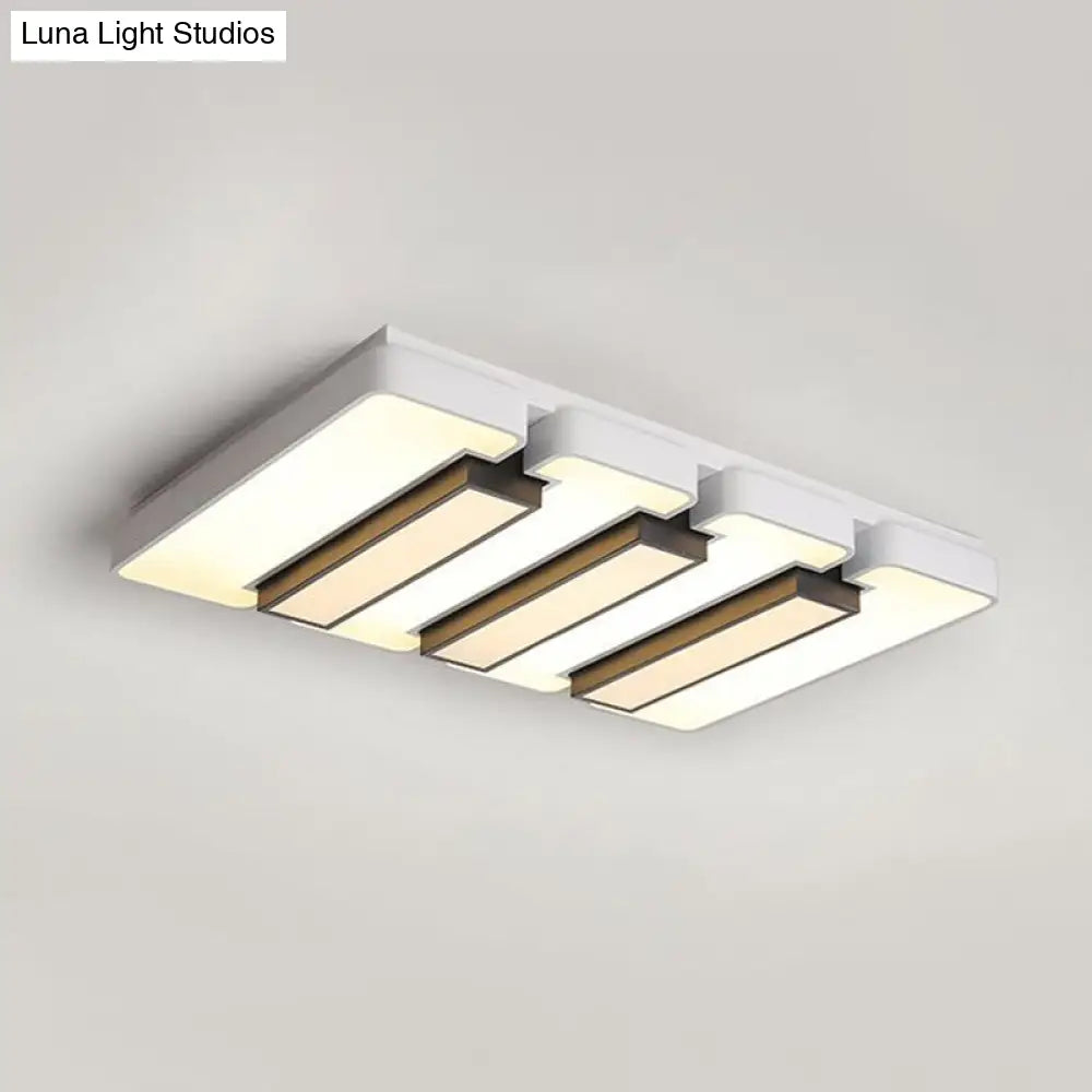 Modern White Flush Mount Led Ceiling Lamp For Warm/White Lighting In Living Room