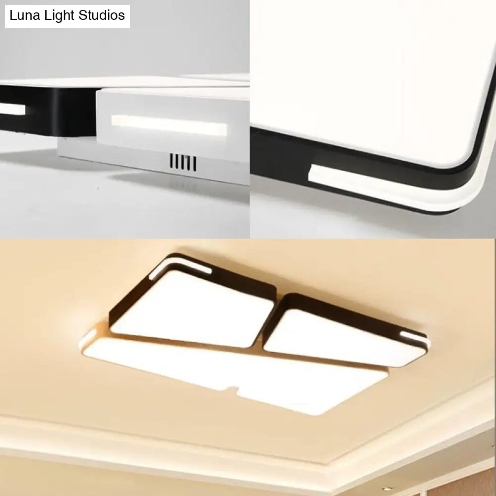 Modern White Flush Mounted Led Ceiling Light - Minimalistic Design 19.5/23.5 Width White/Warm