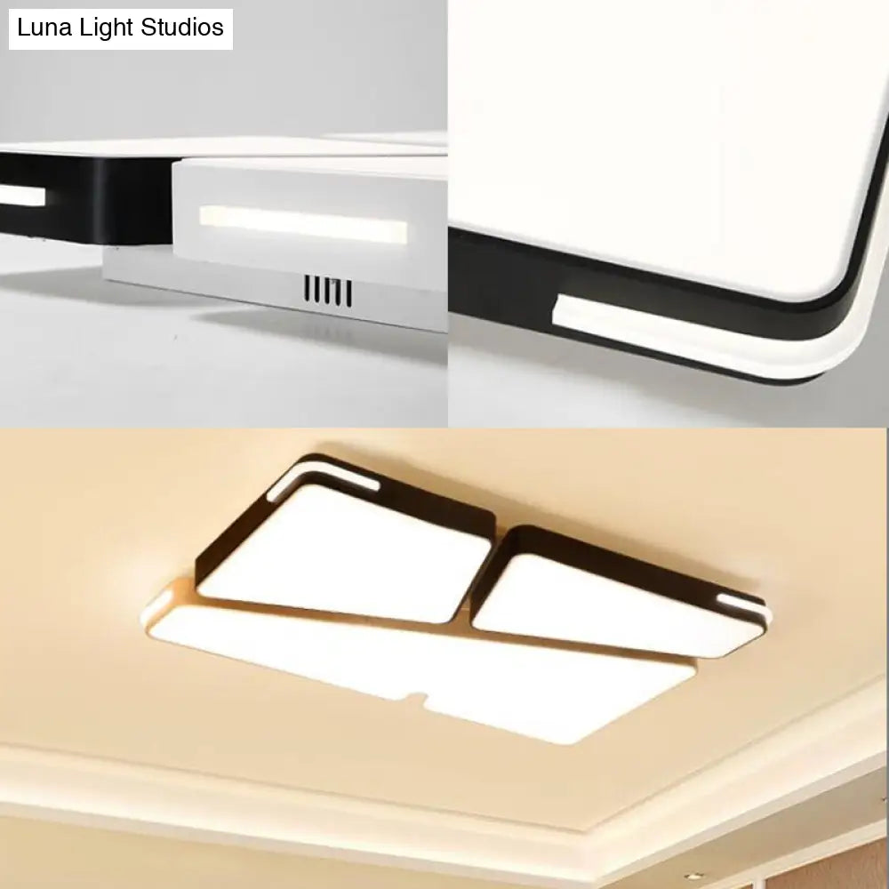 Modern White Flush Mounted Led Ceiling Light - Minimalistic Design 19.5’/23.5’ Width White/Warm