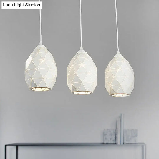 Modern White Geometric Metal Pendant Light - 3-Light Indoor Hanging Ceiling Fixture With