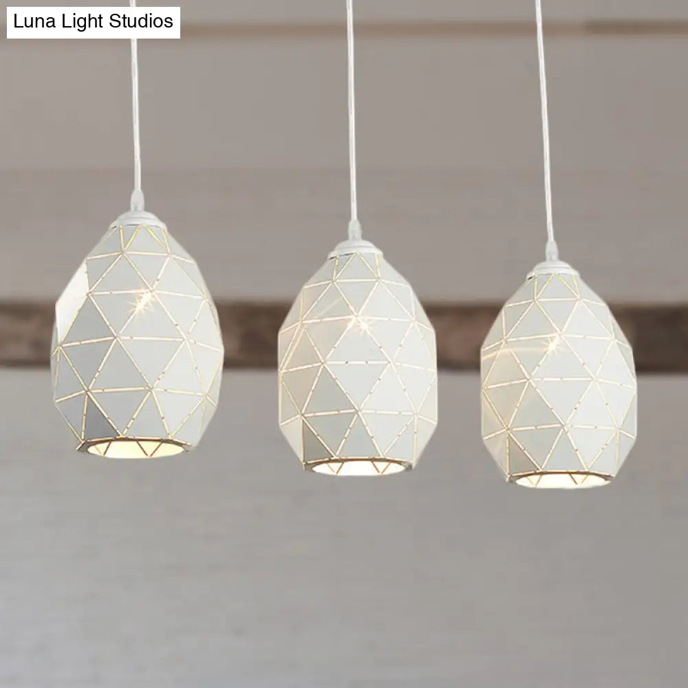 Modern White Geometric Metal Pendant Light - 3-Light Indoor Hanging Ceiling Fixture With