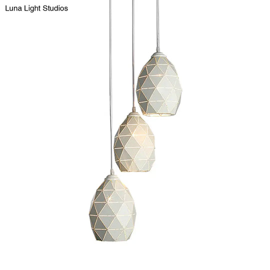 Modern White Geometric Metal Pendant Light - 3-Light Indoor Hanging Ceiling Fixture With