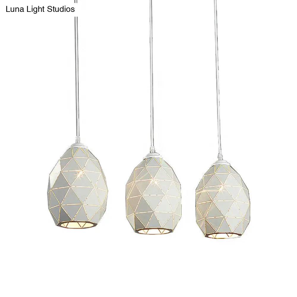 Modern Geometric Metal Pendant Light - White 3 Lights Indoor Hanging Ceiling Fixture