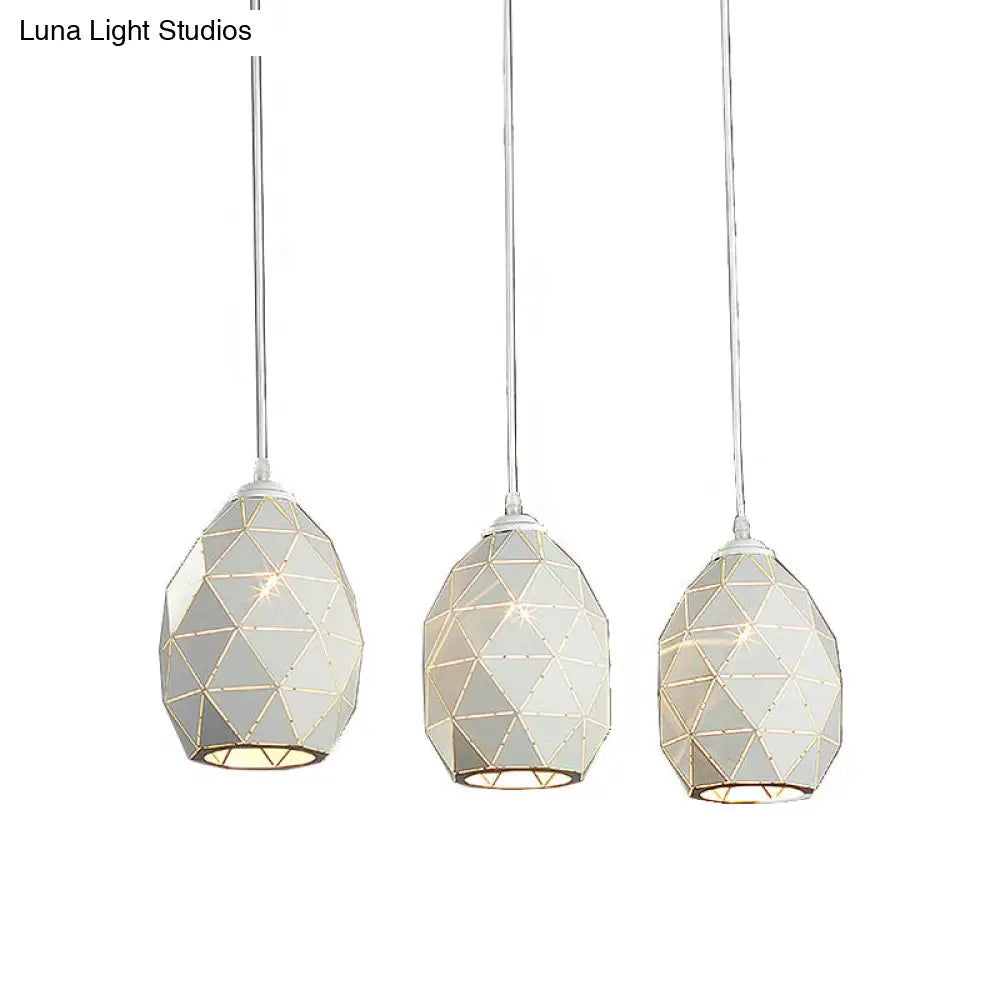 Modern White Geometric Metal Pendant Light - 3-Light Indoor Hanging Ceiling Fixture With