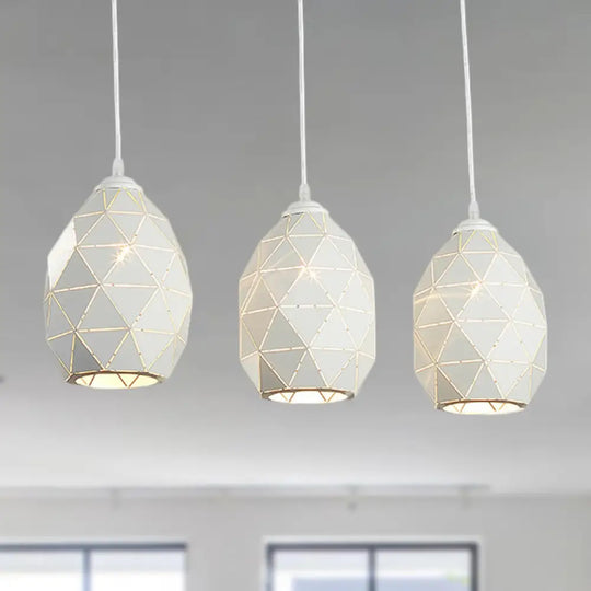 Modern White Geometric Metal Pendant Light - 3-Light Indoor Hanging Ceiling Fixture With