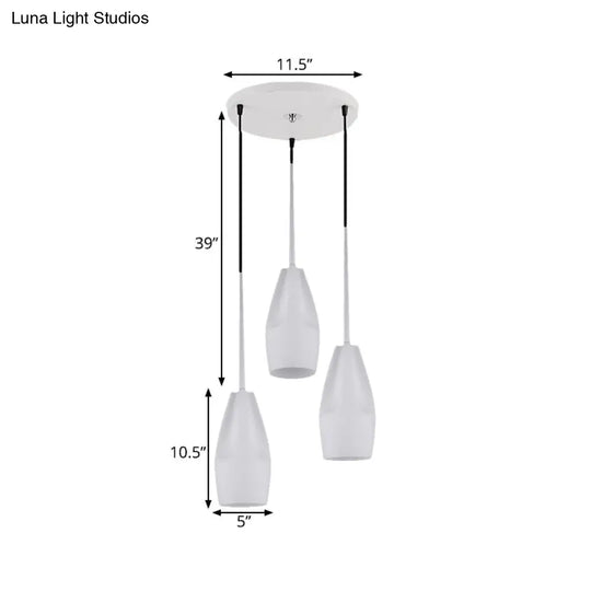 Modern White Glass Waterdrop Suspension Light - Cluster Pendant Lamp With 3 Heads For Dining Room