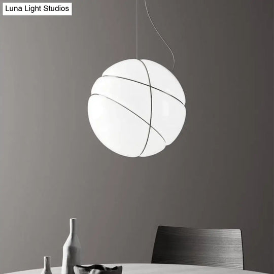 White Glass Pendant Light - Modernist Design For Dining Room 1 Bulb Global Ceiling Lighting