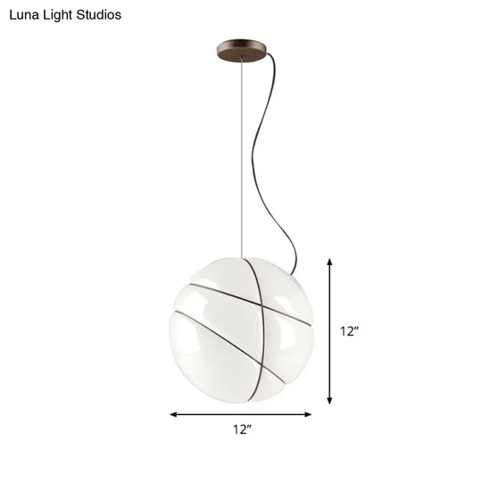 White Glass Pendant Light - Modernist Design For Dining Room 1 Bulb Global Ceiling Lighting