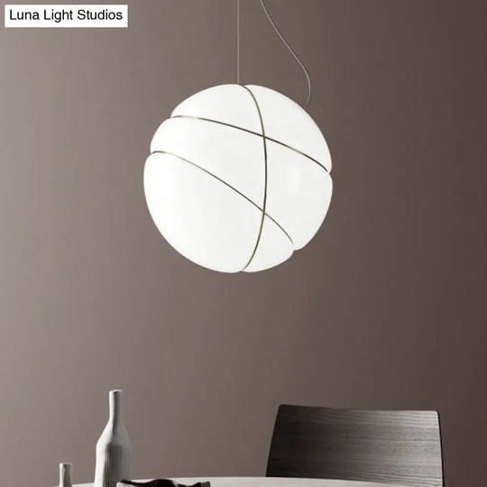 White Glass Pendant Light - Modernist Design For Dining Room 1 Bulb Global Ceiling Lighting