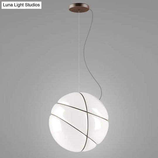 White Glass Pendant Light - Modernist Design For Dining Room 1 Bulb Global Ceiling Lighting