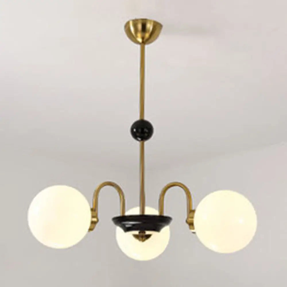 Modern White Glass Chandelier For Bedroom Lighting 3 / Gold