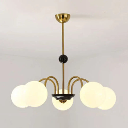 Modern White Glass Chandelier For Bedroom Lighting 5 / Gold