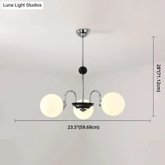 Modern White Glass Globe Chandelier For Bedroom Lighting