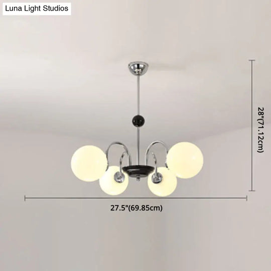 Modern White Glass Globe Chandelier For Bedroom Lighting