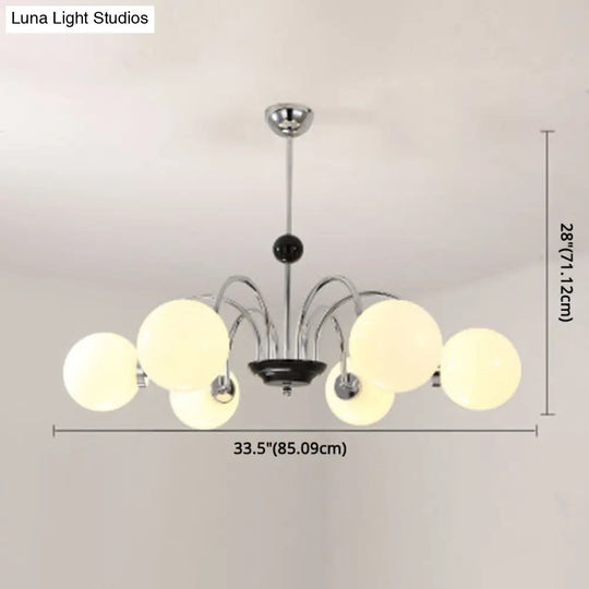 Modern White Glass Globe Chandelier For Bedroom Lighting