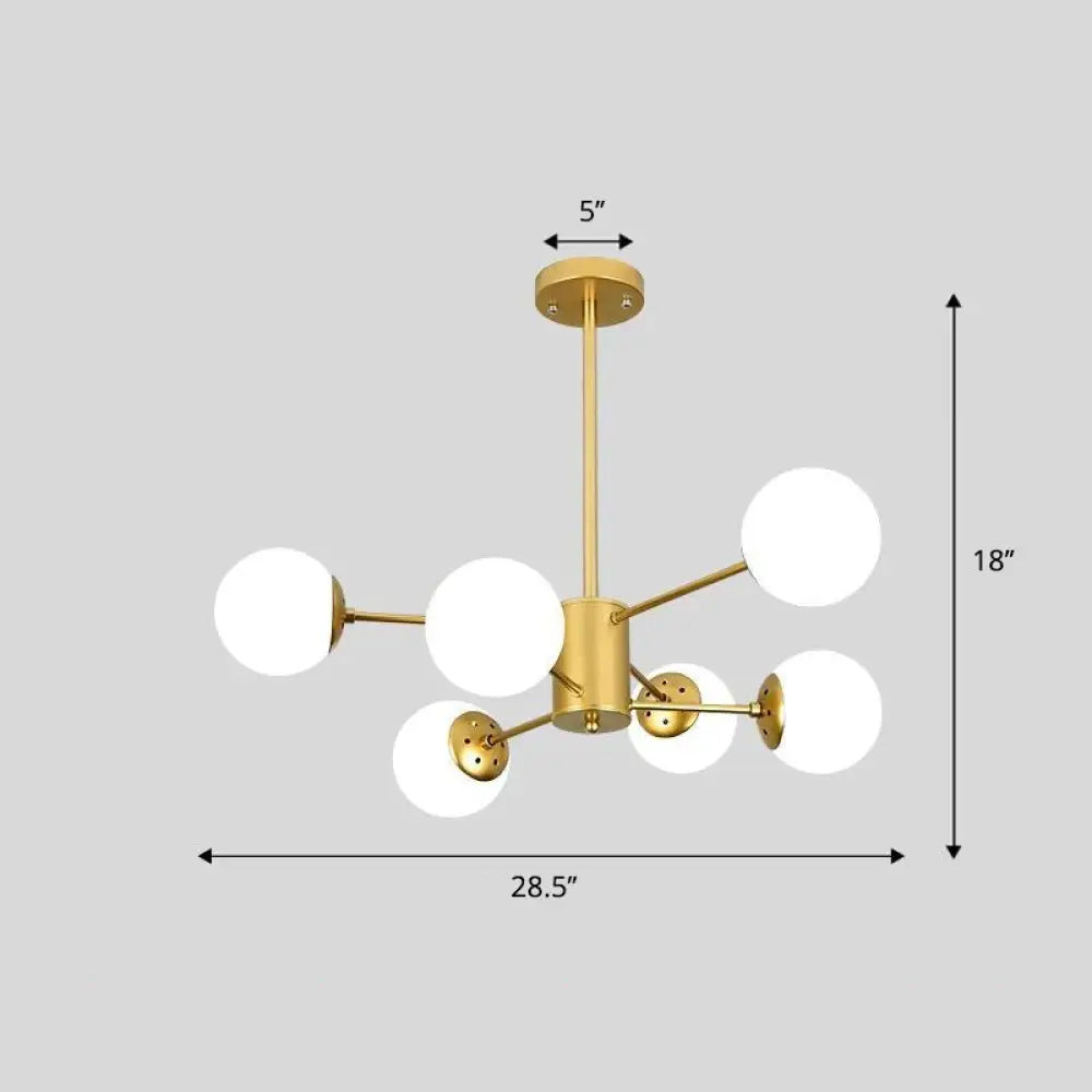 Modern White Glass Chandelier With Burst Design Suspension Light 6 / Gold