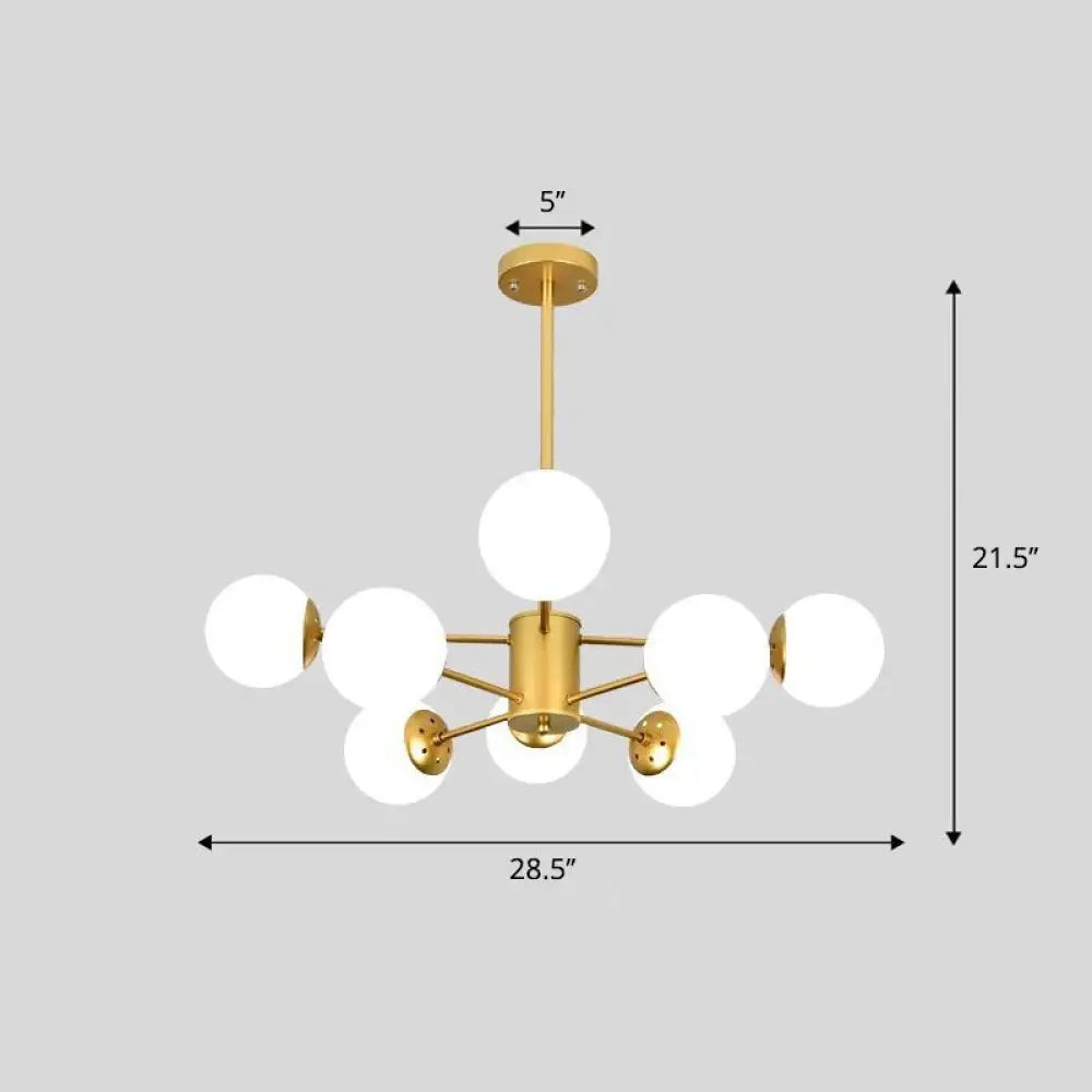 Modern White Glass Chandelier With Burst Design Suspension Light 8 / Gold