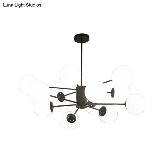 Frosted White Glass Chandelier - Postmodern Suspension Light With Burst Design