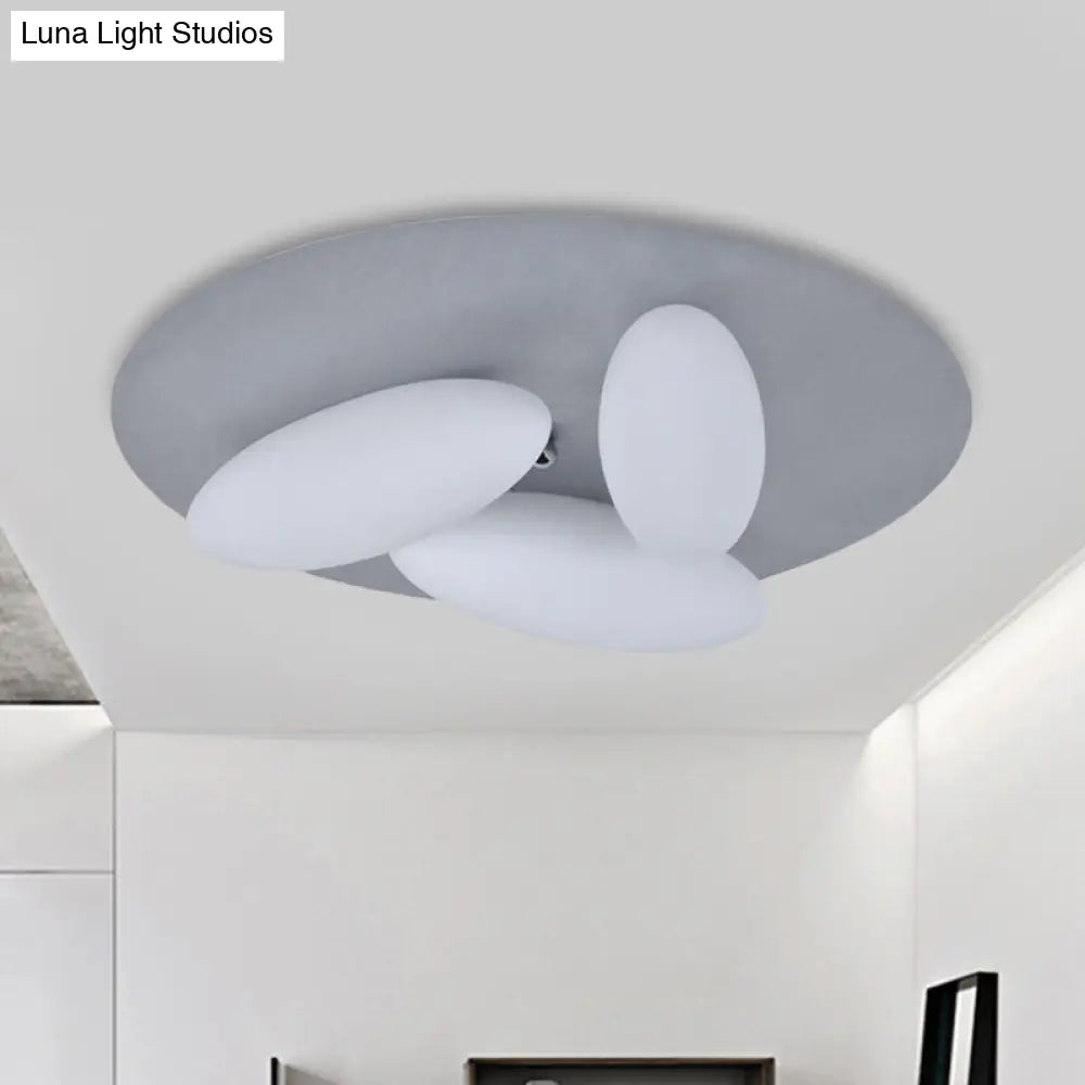 Modern White Glass Flush Mount Ceiling Lamp With Rice Grain Shape - 3/5 Heads For Living Room 3 /