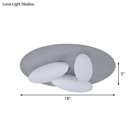 Modern White Glass Flush Mount Ceiling Lamp With Rice Grain Shape - 3/5 Heads For Living Room