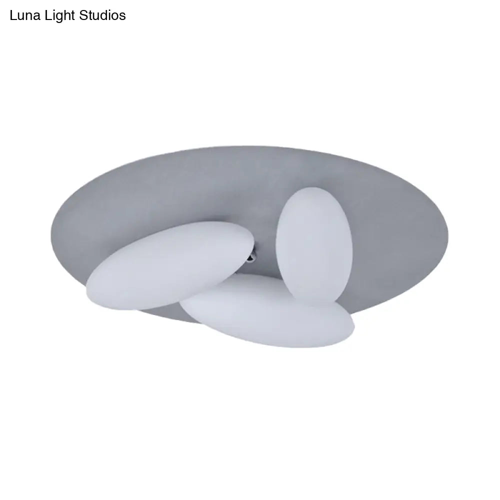 Modern White Glass Flush Mount Ceiling Lamp With Rice Grain Shape - 3/5 Heads For Living Room