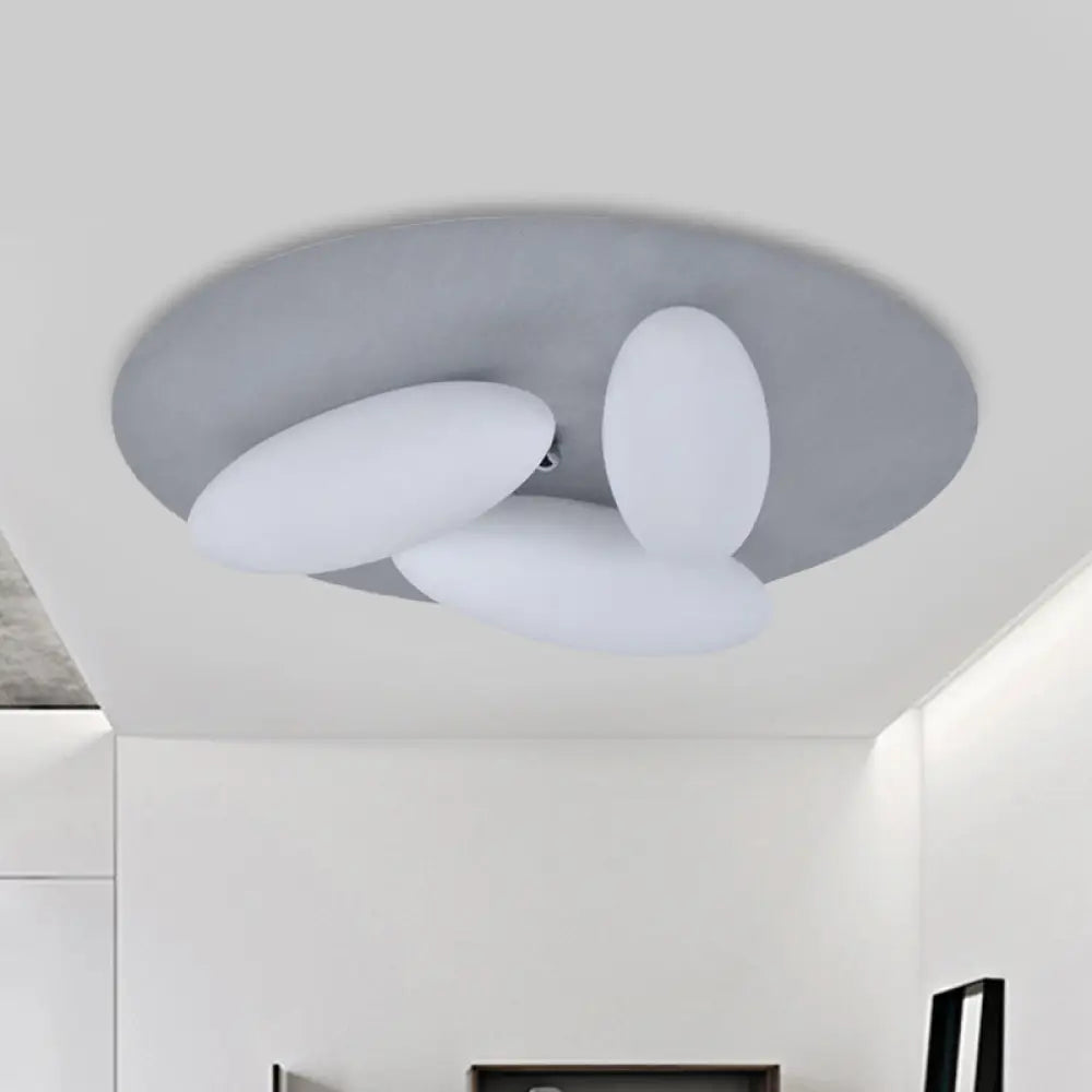 Modern White Glass Flush Mount Ceiling Lamp With Rice Grain Shape - 3/5 Heads For Living Room 3 /