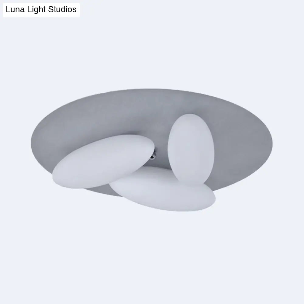 Modern White Glass Flush Mount Ceiling Lamp With Rice Grain Shape - 3/5 Heads For Living Room