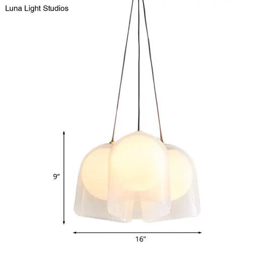 Modern White Glass Multi Pendant Light With 3 Lights In Gold - Perfect For Living Room Ceiling