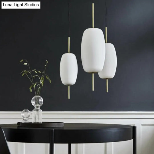 Modern White Glass Oval Pendant Light - 1 Ceiling Fixture For Dining Room 6/8/8.5 Wide / 6