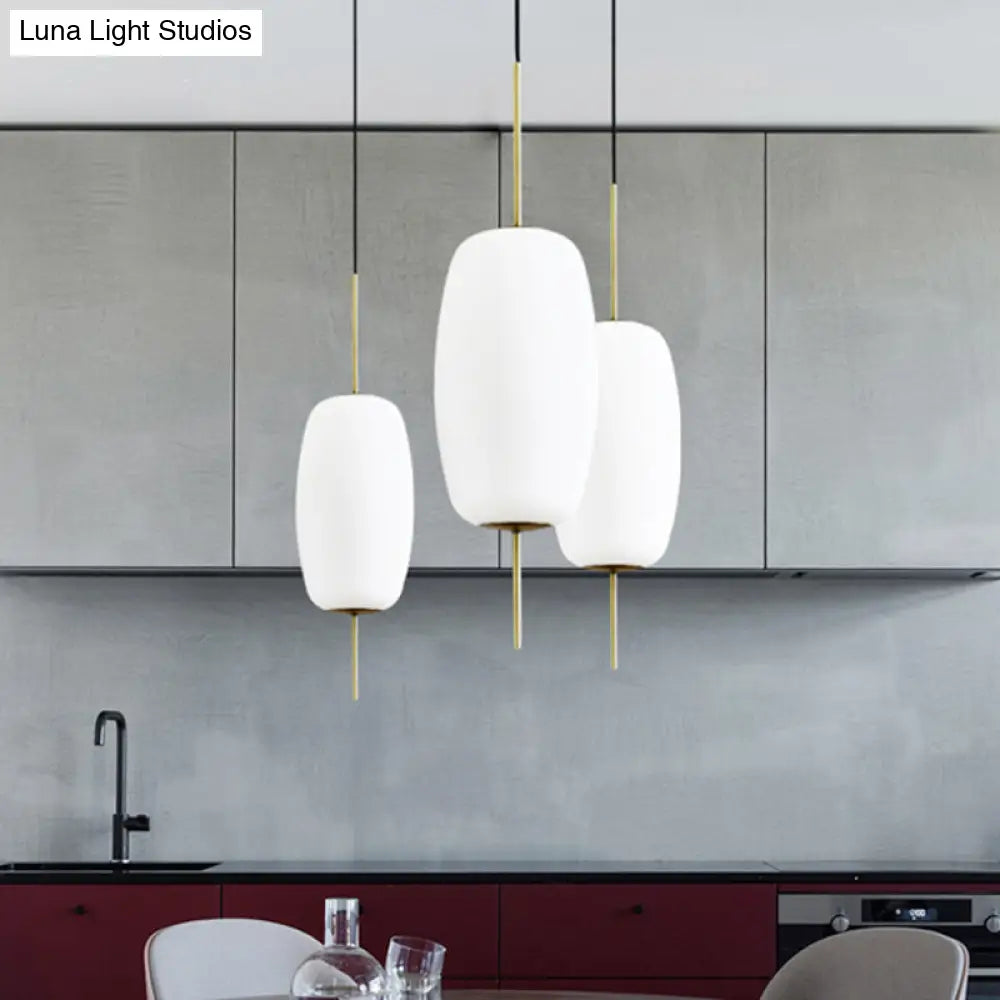 Modern White Glass Oval Pendant Light For Dining Room - 6’/8’/8.5’ Wide Hanging Ceiling