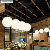 Modern White Glass Pendant Lamp - Opaque Spherical Design For Dining Room Lighting