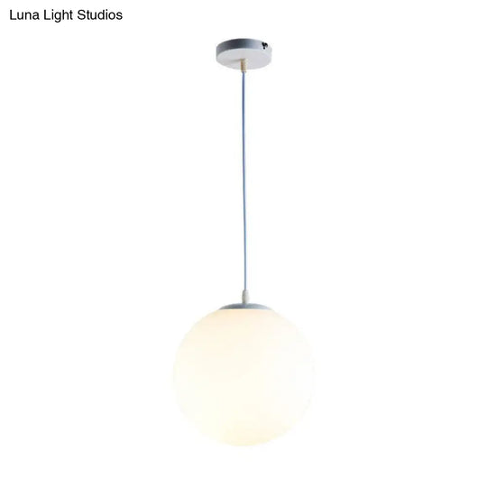 Modern Opaque Glass Hanging Pendant Lamp For Dining Room - White Sphere Design