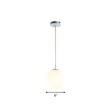 Modern White Glass Pendant Lamp - Opaque Spherical Design For Dining Room Lighting / 8’