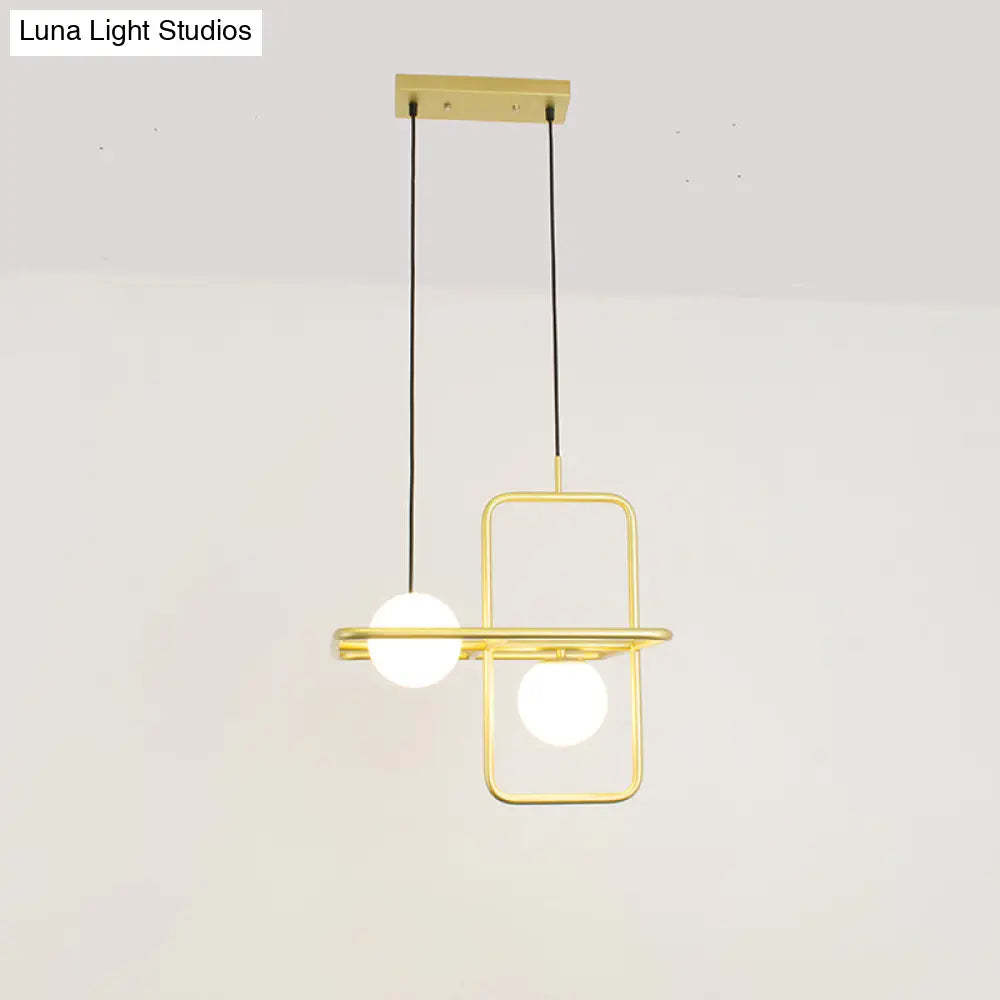 Modern White Glass Pendant Lamp With Gold Led Lights