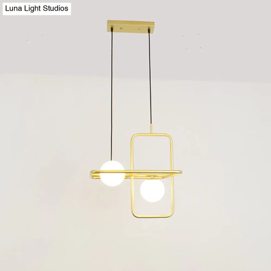 Modern White Glass Pendant Lamp With Gold Led Lights