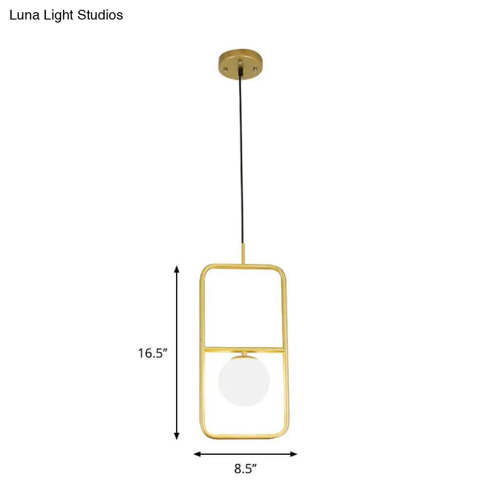 Modern White Glass Pendant Lamp With Gold Led Lights