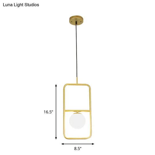 Modern White Glass Pendant Lamp With Gold Led Lights