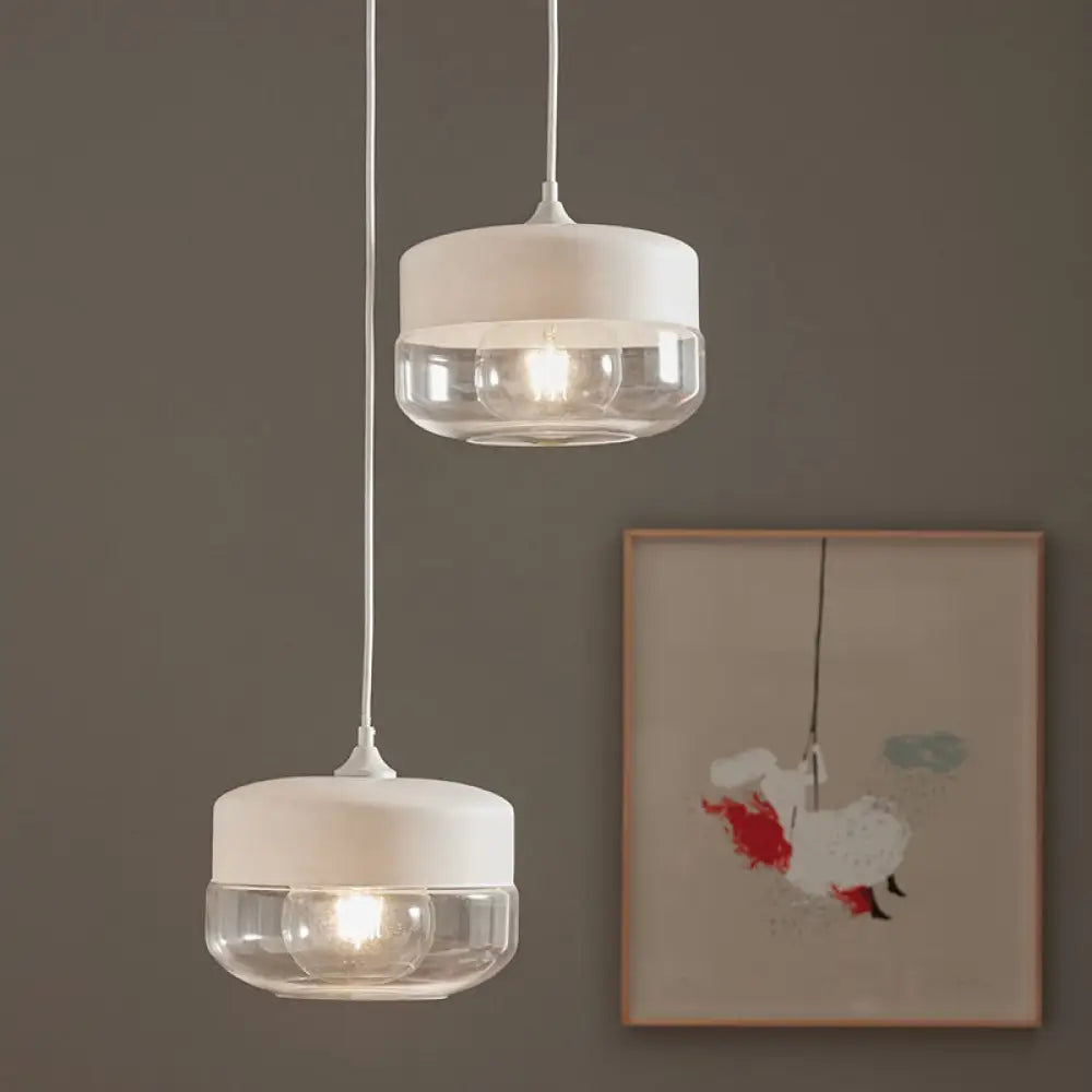 Modern White Glass Pendant Light For Bedroom With Elegant Ceiling Suspension