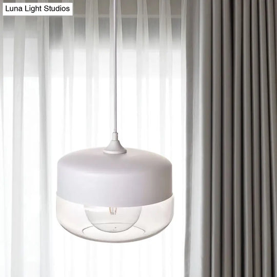 Modern White Glass Pendant Light For Bedroom With Elegant Ceiling Suspension